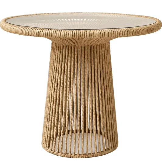 Mesa Comedor MARBELLA GLASS - Cuerda Sintética Redonda 80cm