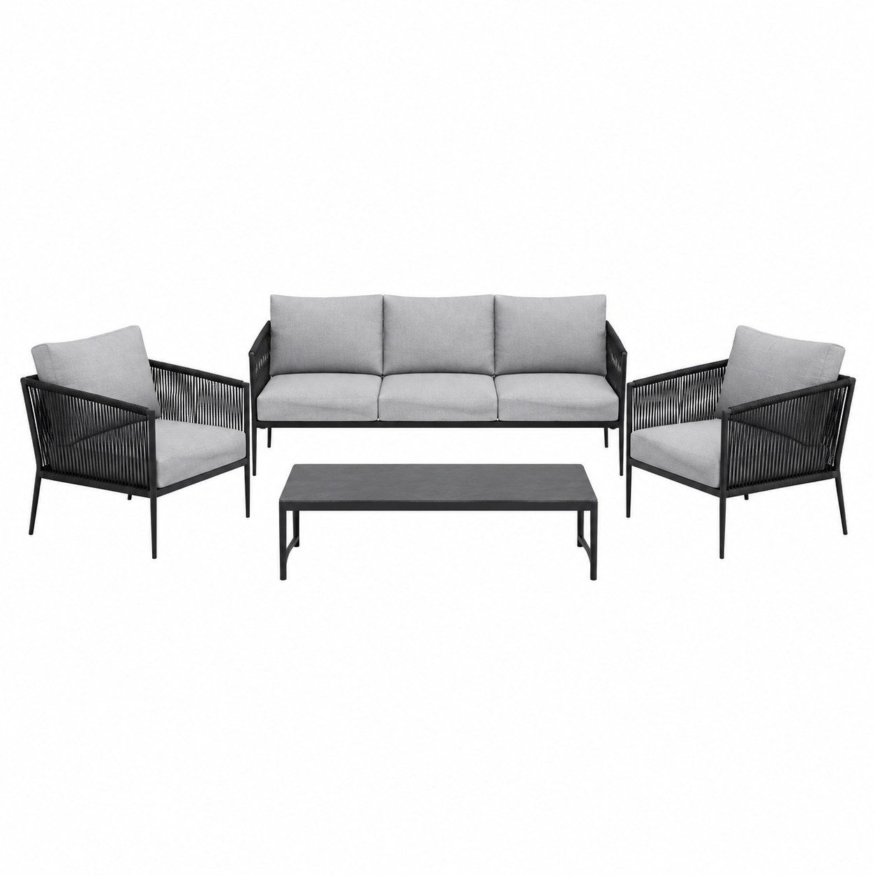 Aure – Black and Grey Woven Living Room Set