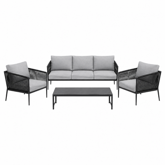 compare product Aure: Juego de Sala Tejido Negro y Gris