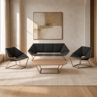 Cooper black and copper geometric living room set in a contemporary interior