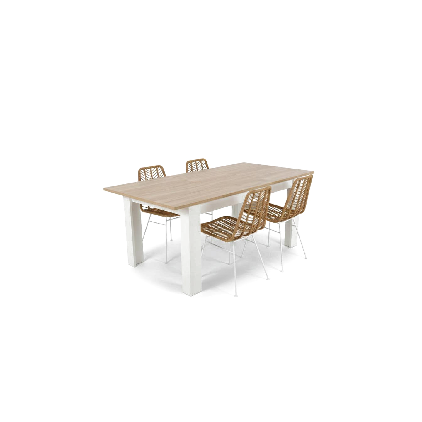 Imperial â€“ Juego de Comedor Tejido con Base Blanca