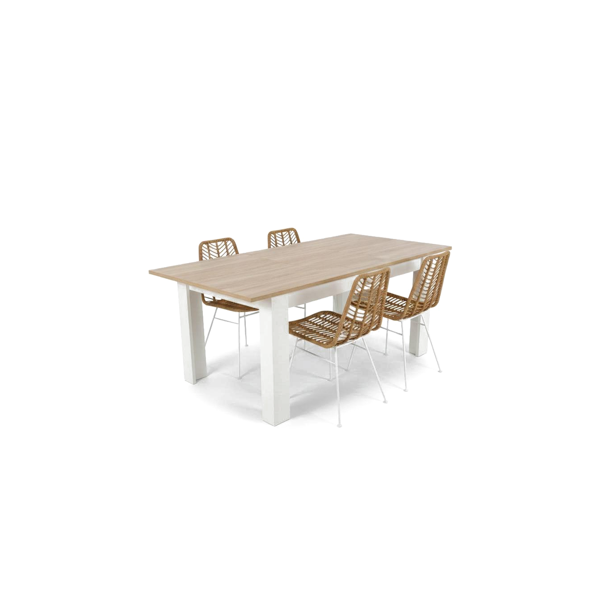 Imperial â€“ Juego de Comedor Tejido con Base Blanca