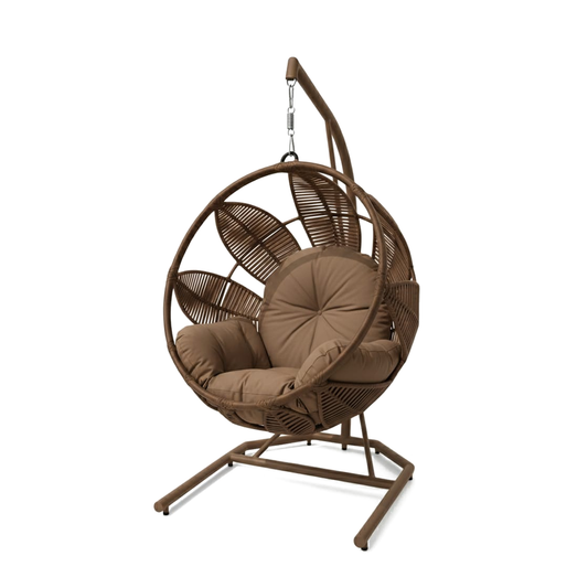 Lotus Lounge â€“ Silla Colgante Tejida con Base