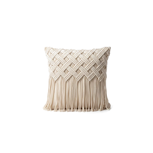 Moon â€“ CojÃ­n de MacramÃ© con Flecos Largos
