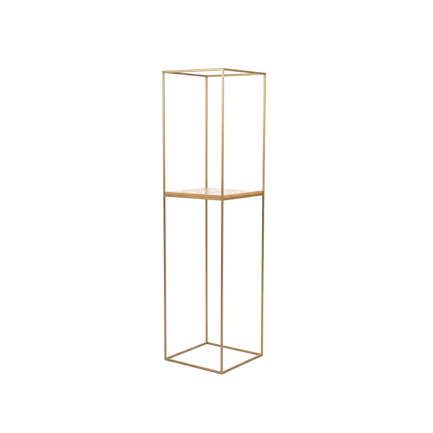 Oro Prism â€“ Pedestal Dorado con Repisa