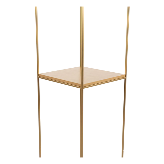 Oro Prism: Pedestal Dorado con Repisa
