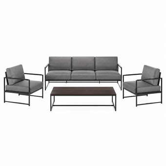 compare product Slate: Juego de Sala Gris con Estructura Negra