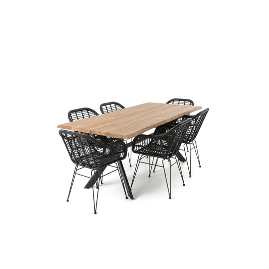 Titan â€“ Juego de Comedor Negro con Mesa de Madera